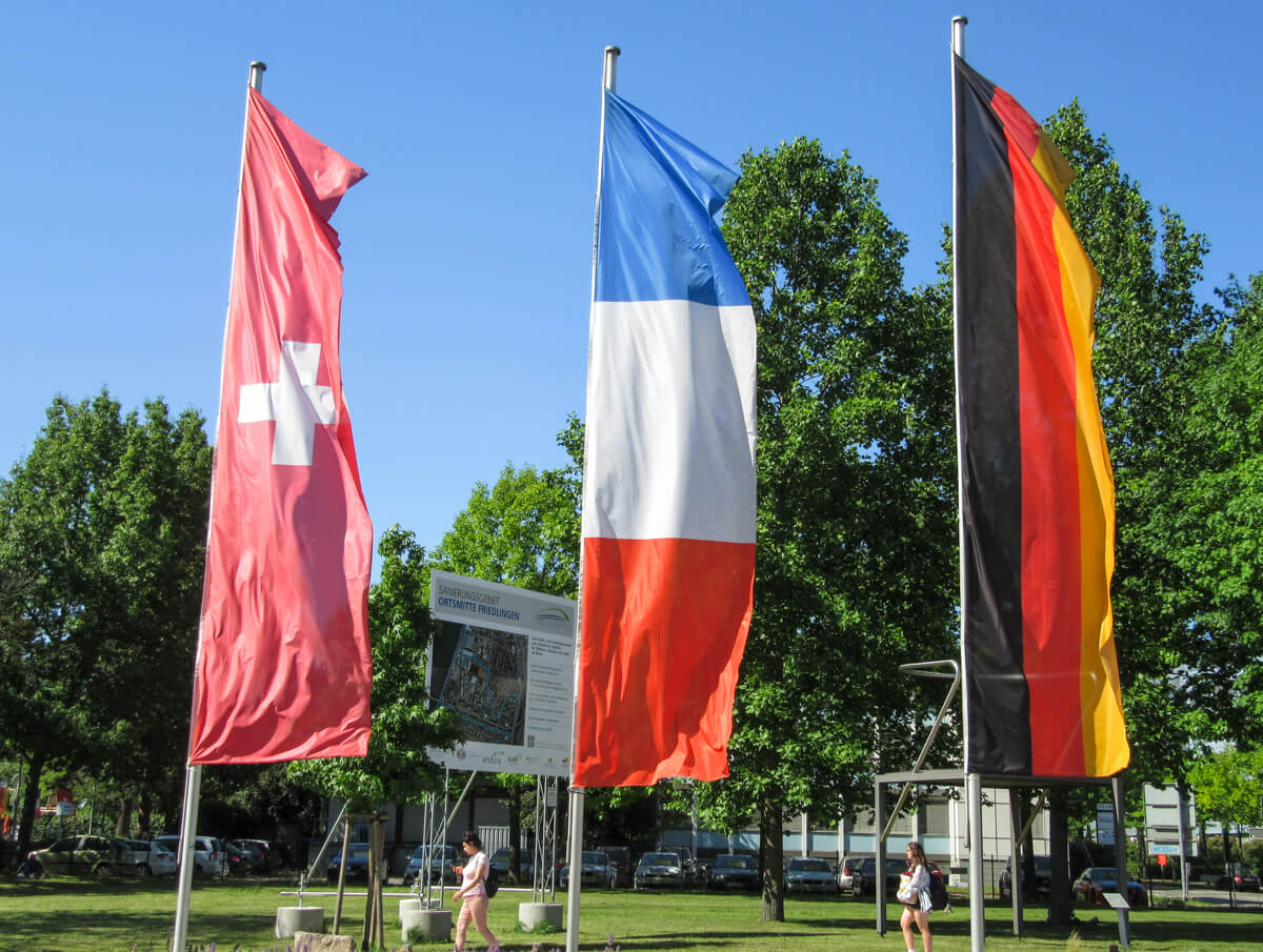 Swiss, French and German flags