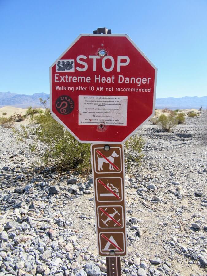 Death Valley Warning Sign