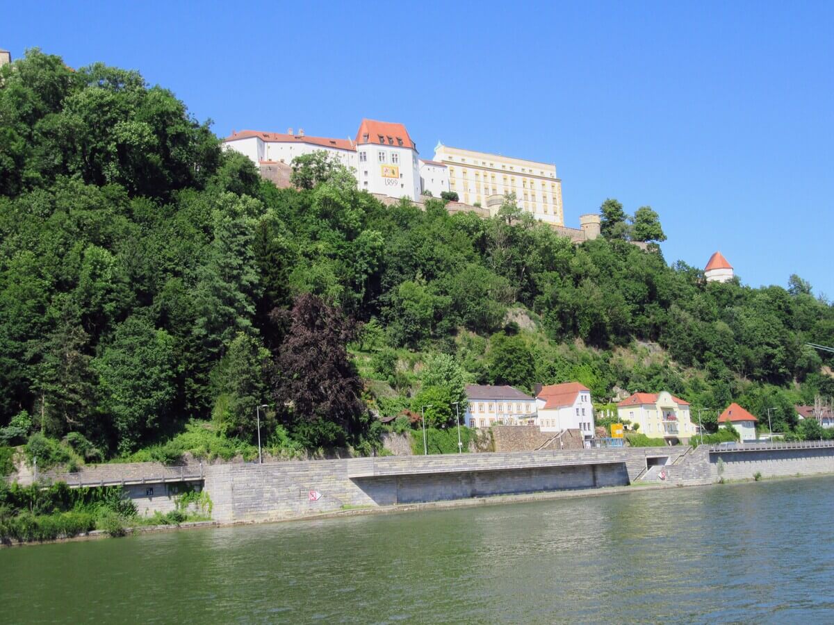 View of the Veste Oberhaus from across the river in Passau, Germany