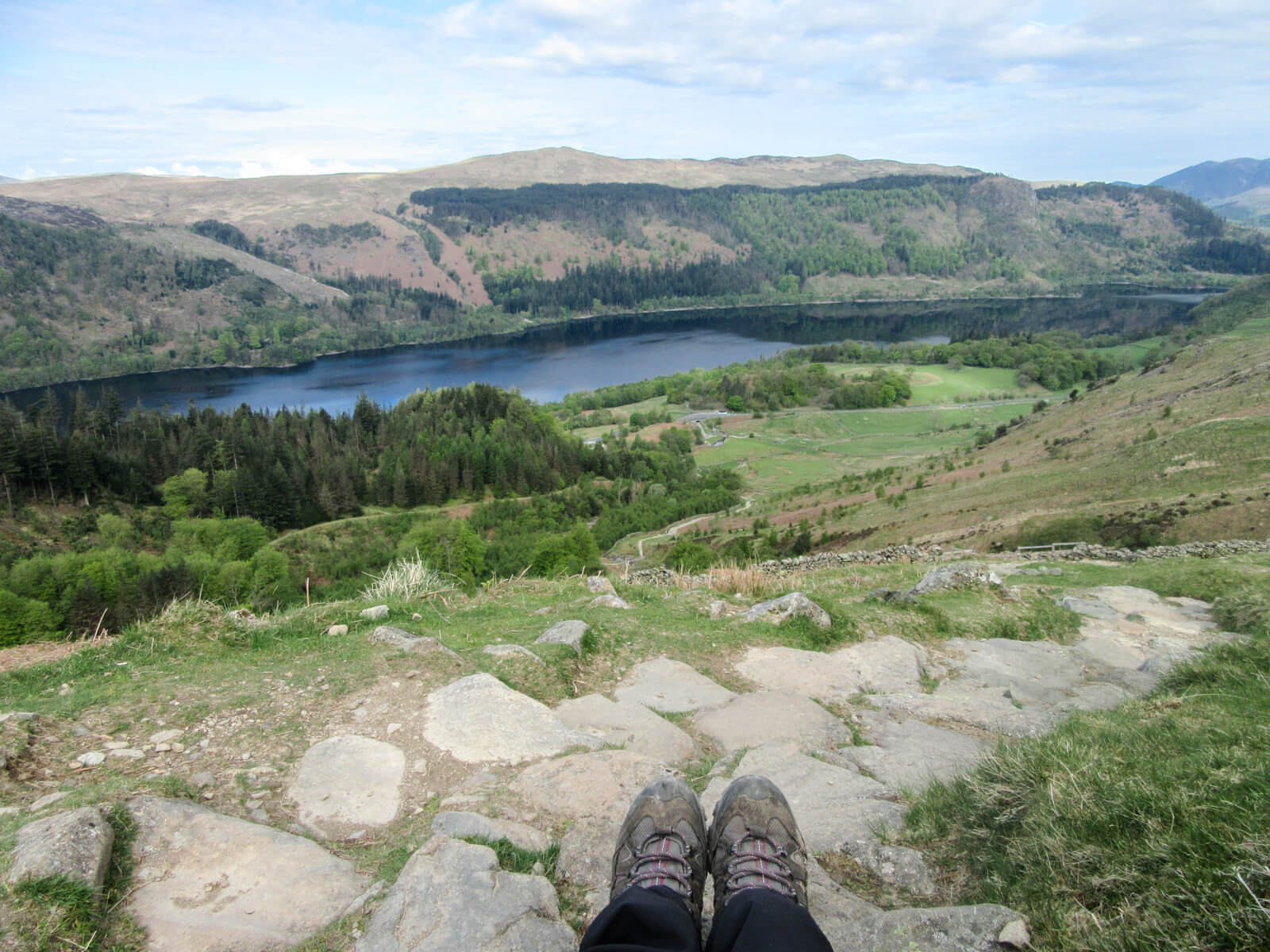 View over Thirlmere while climbing Helvellyn