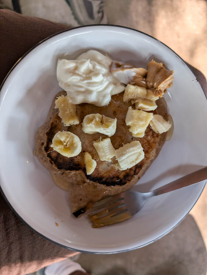 Banana pancake made at a campsite in Africa