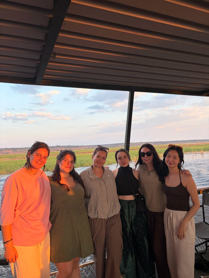 Six women on a Chobe River cruise
