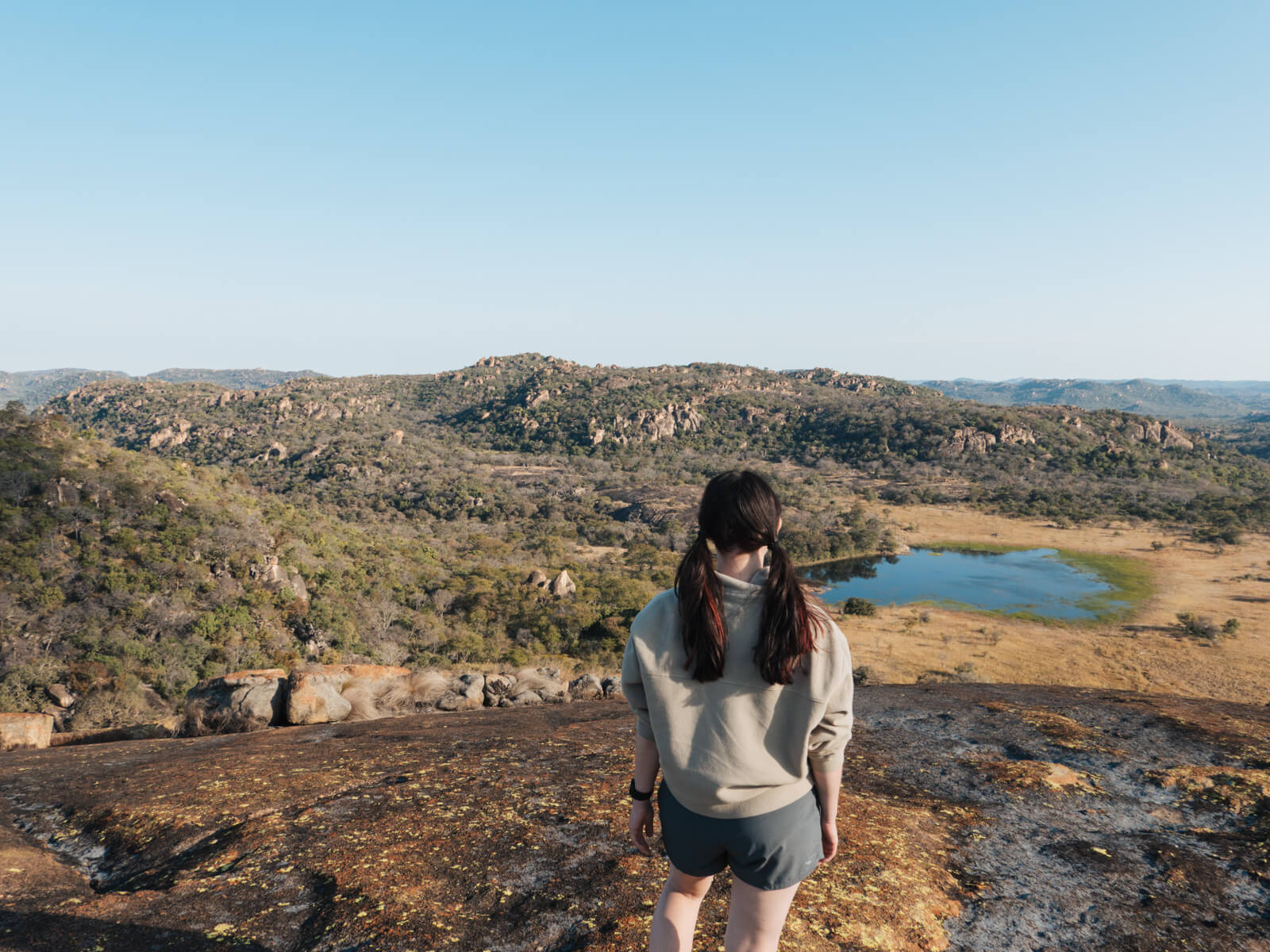 Lauren Pears hiking in Matobo National Park, Zimbabwe