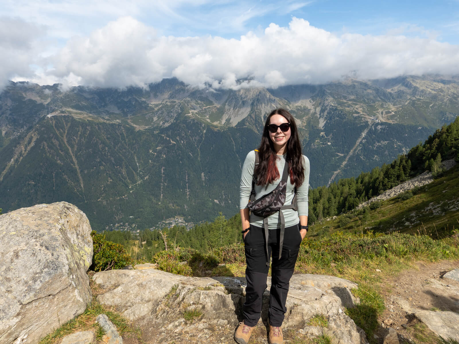 Lauren Pears hiking the Grand Balcon Nord, Chamonix